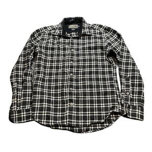 Vintage Pendleton Grant Wool L/S Button Black White Plaid Flannel Shirt Size Med